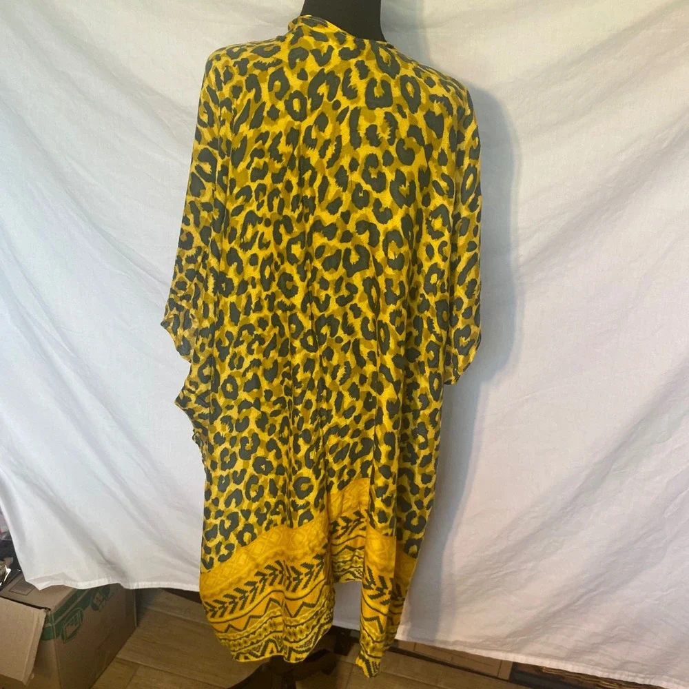 Aratta Kimono Leopard Print Kimono Open Front‎ Wrap Animal Print Cover Up OS